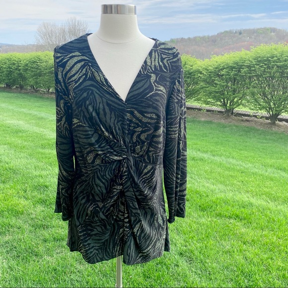 J.B.S. Ltd. Plus Size black sparkly holiday evening Top - Picture 5 of 14